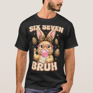 Lustiges 6 7 Meme sechs sieben Kaninchen Leopard B T-Shirt