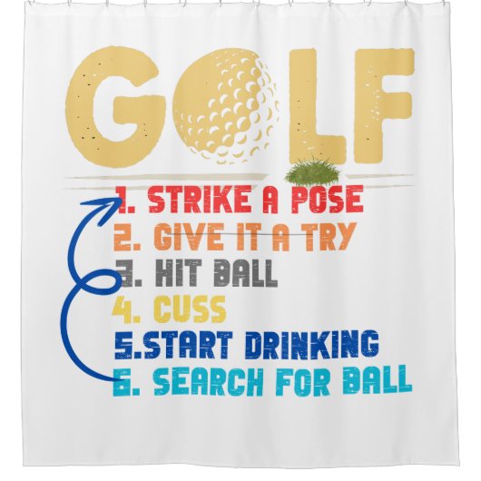 lustiges 6-Stufen-Golf Duschvorhang (Vorderseite)