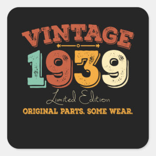 Lustiges 86 Jahr Altes 1939 Vintage 86. Geburtstag Quadratischer Aufkleber