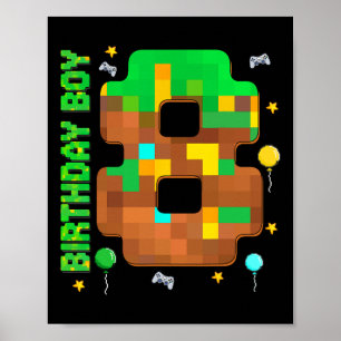 Lustiges 8. Geburtstags-Pixel-Spiel Geburtstagsjun Poster