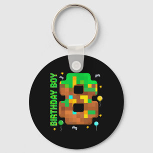 Lustiges 8. Geburtstags-Pixel-Spiel Geburtstagsjun Schlüsselanhänger