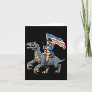Lustiges Abe Lincoln T-Shirt Reitet einen Dinosaur Karte