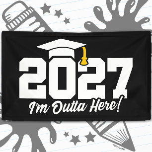 Lustiges Abitur-Zitat Abiturjahrgang 2027 Banner