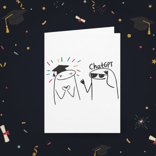 Lustiges Absolventen-ChatGPT-Doodle-Feier-Design Karte
