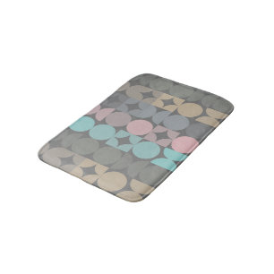 Lustiges abstraktes Kreise Quadrate Popart-Muster Badematte