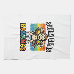 Lustiges Affen-Banane-Vintage-Stich-Shirt-Design Geschirrtuch
