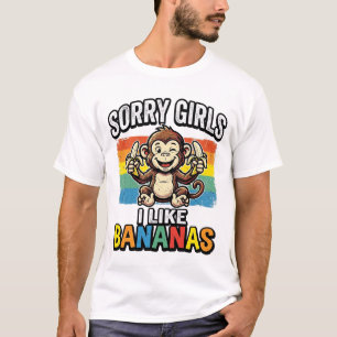 Lustiges Affen-Banane-Vintage-Stich-Shirt-Design T-Shirt