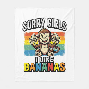 Lustiges Affen-Banane-Vintage-Stickerei-Shirt-Desi Fleecedecke