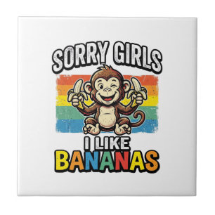 Lustiges Affen-Banane-Vintage-Stickerei-Shirt-Desi Fliese