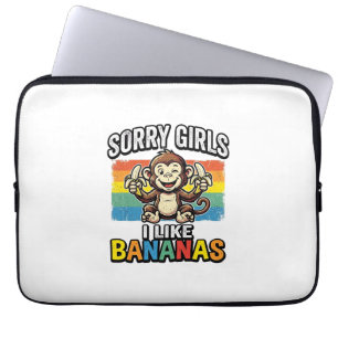 Lustiges Affen-Banane-Vintage-Stickerei-Shirt-Desi Laptopschutzhülle