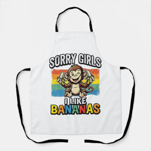 Lustiges Affen-Banane-Vintage-Stickerei-Shirt-Desi Schürze