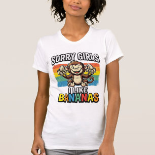 Lustiges Affen-Banane-Vintage-Stickerei-Shirt-Desi T-Shirt