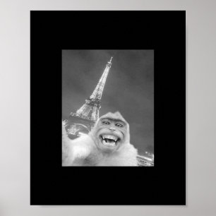 Lustiges Affen-Selfie Eiffelturm in Paris Männer F Poster