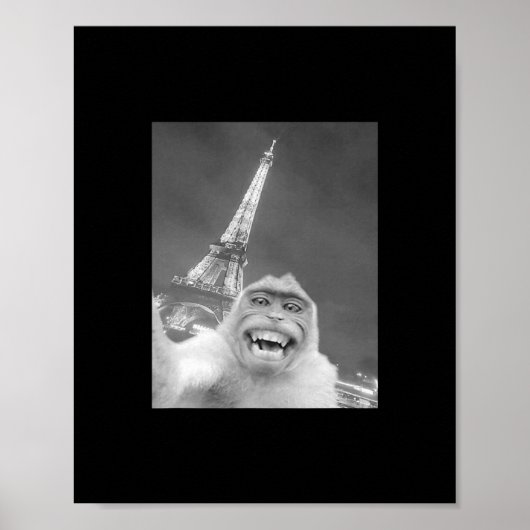 Lustiges Affen-Selfie Eiffelturm in Paris Männer F Poster (Vorne)