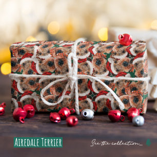 Lustiges Airedale Terrier Weihnachtsmuster Geschenkpapier