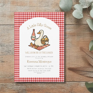 Lustiges Albernes Gans Picknick Rot Gingham Babypa Einladung