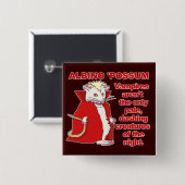 Lustiges Albino-Opossum-Vampirs-Tier Button (Vorne & Hinten)