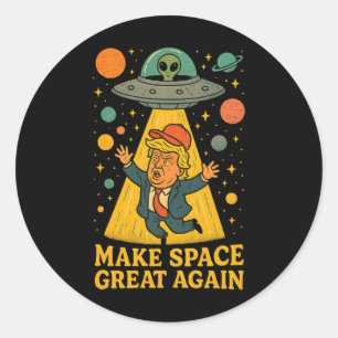 Lustiges Alien-Entführung-Trump-Ufo-Weltraum-Humor Runder Aufkleber