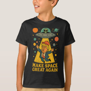 Lustiges Alien-Entführung-Trump-Ufo-Weltraum-Humor T-Shirt