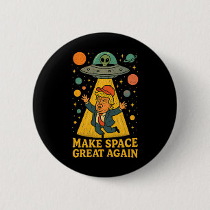 Lustiges Alien-Entführungs-Trump-Ufo-Weltraum-Humo Button