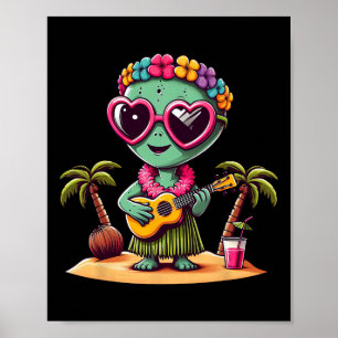 Lustiges Alien-Hawaiikostüm Kinder Sommerferien Poster