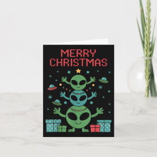 Lustiges Alien-Trio Fröhliche Hässliche Weihnachte Karte