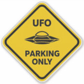 Lustiges Alien-UFO-Parkplatz-Schild Aufkleber (Vorderseite)
