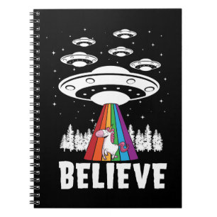 Lustiges alien UFO-Regenbogenunicorn-Kleid Notizblock