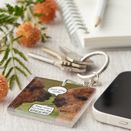 Lustiges Alpaka Alpacalypse Entwerfen Schlüsselanhänger (Vorderseite rechts)