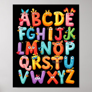 Lustiges Alphabet A-z Abc Kinder Zurück zur Schule Poster