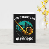 Lustiges Alphorn Karte (Gelbe Blume)