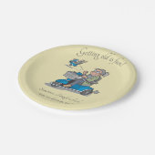 Lustiges Altern über dem Hügel-alte Pappteller (Schrägansicht)