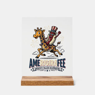 Lustiges Amerigiraffee patriotisches Giraffe Hot D Acrylschild