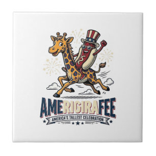 Lustiges Amerigiraffee Patriotisches Giraffe Hot D Fliese