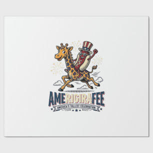 Lustiges Amerigiraffee Patriotisches Giraffe Hot D Geschenkpapier
