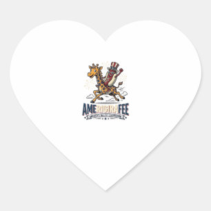 Lustiges Amerigiraffee Patriotisches Giraffe Hot D Herz-Aufkleber