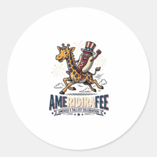 Lustiges Amerigiraffee Patriotisches Giraffe Hot D Runder Aufkleber