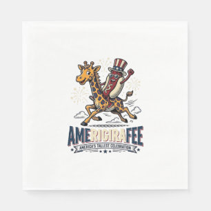 Lustiges Amerigiraffee patriotisches Giraffe Hot D Serviette