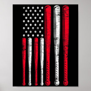 Lustiges Amerikanisches Flagge Baseball Team Premi Poster