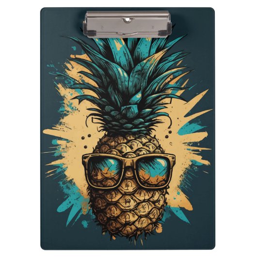 Lustiges Ananas Obst Klemmbrett (Vorderseite)