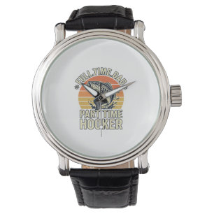 Lustiges Angel-Vater Vintage-Bass-Shirt-Design (2) Armbanduhr