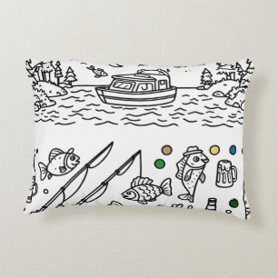 Lustiges Angelabenteuer Doodle-Kunst Dekokissen