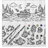Lustiges Angelabenteuer Doodle-Kunst Duschvorhang (Vorderseite)