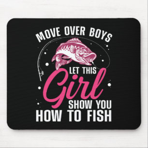 Lustiges Angeldesign für Mädchen Frauen Angler Fis Mousepad