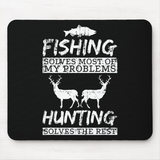 Lustiges Angeln Jagd löst Problem Fisch Hirsch Gro Mousepad (Vorne)