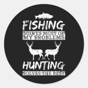 Lustiges Angeln Jagd löst Problem Fisch Hirsch Gro Runder Aufkleber