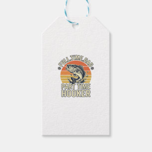 Lustiges Angeln Vater Vintage Bass-Shirt-Design (2 Geschenkanhänger
