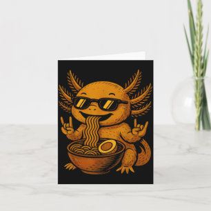 Lustiges Anime Kawaii Axolotl isst Ramen Grafik T- Karte