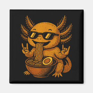 Lustiges Anime Kawaii Axolotl isst Ramen Grafik T- Magnet