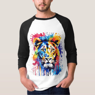 Lustiges Aquarell bunter Löwe T-Shirt